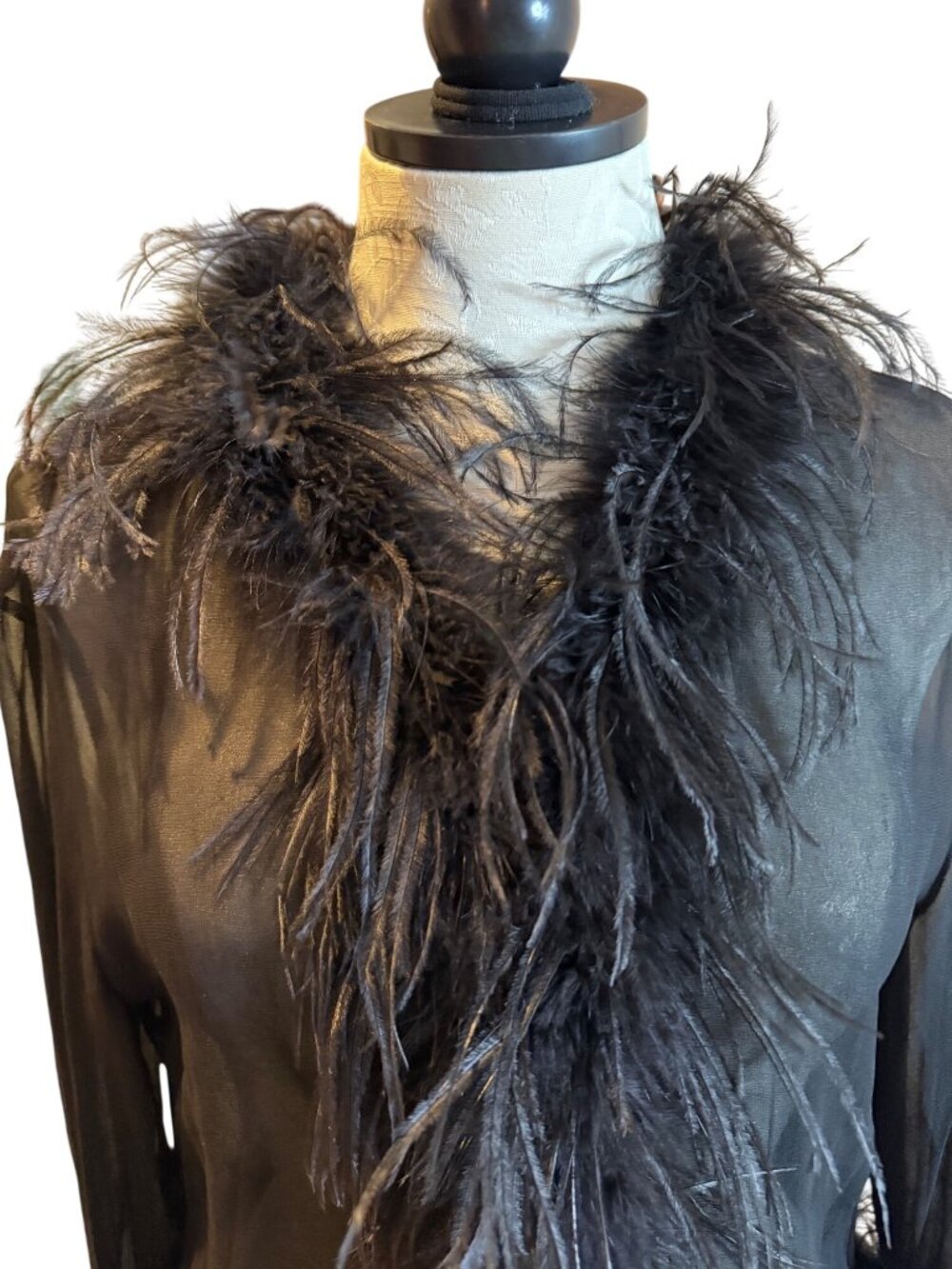 Maje Womens Feather Trim Transparent Voile Shirt Size Small Black Relaxed Party - Picture 5 of 12